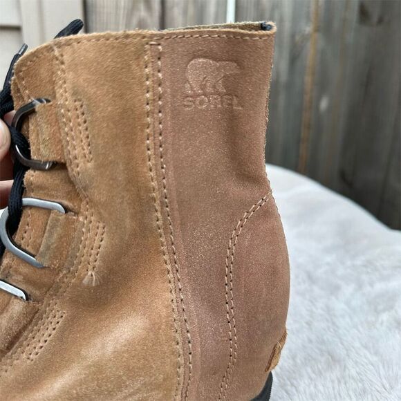 Sorel Girls' Wedge Boots Size 1 Brown Waterproof Suede Lace Up - Picture 2 of 9